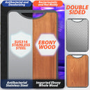 idrop Double Sided Kitchen Cutting Board Ebony Wood + SUS316 Stainless Steel Antibacterial & Mildew Proof / Papan Pemotong Keluli Tahan Karat dan Kayu / 中号方形乌檀木+SUS316不锈 钢双面菜板(带磨刀器 )(39CM*26CM*2CM)(双面新时 代)
