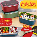 idrop [ 1200ml ] Double Layer SUS304 Stainless Steel Lunch Box / Bekas Makanan 2 lapis / 双层不锈钢带格饭盒 (304) [ FREE SPOON ]