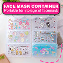 idrop Face Mask Portable Storage Transparent Container Box with Cartoon Decoration