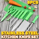idrop 8PCS Stainless Steel Kitchen Household Knife Set With Cutting Board / Pisau Dapur [ 2020 NEW DESIGN ]