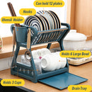 idrop [ 2 LAYER ] Full Set Dishrack Plastic & Stainless Steel / Rak Pinggan Mangkuk Plastik & Keluli Tahan Karat / 塑料不锈钢全套款碗架(牛皮纸盒)