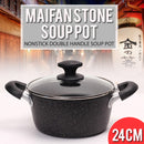 idrop [ 24CM ] 4.3L Maifan Stone Nonstick Aluminium Soup Pot With Glass Lid Cover / Periuk Mangkuk Masak / 24CM铝汤锅玻璃盖)
