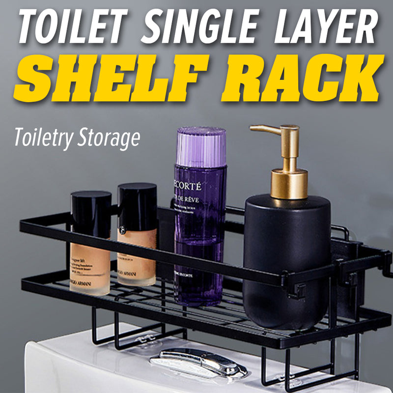 idrop Single Layer Iron Toilet Shelf Storage Rack with Hooks / Rak Penyimpanan Barang Tandas Jamban / 单层马桶上方置物架