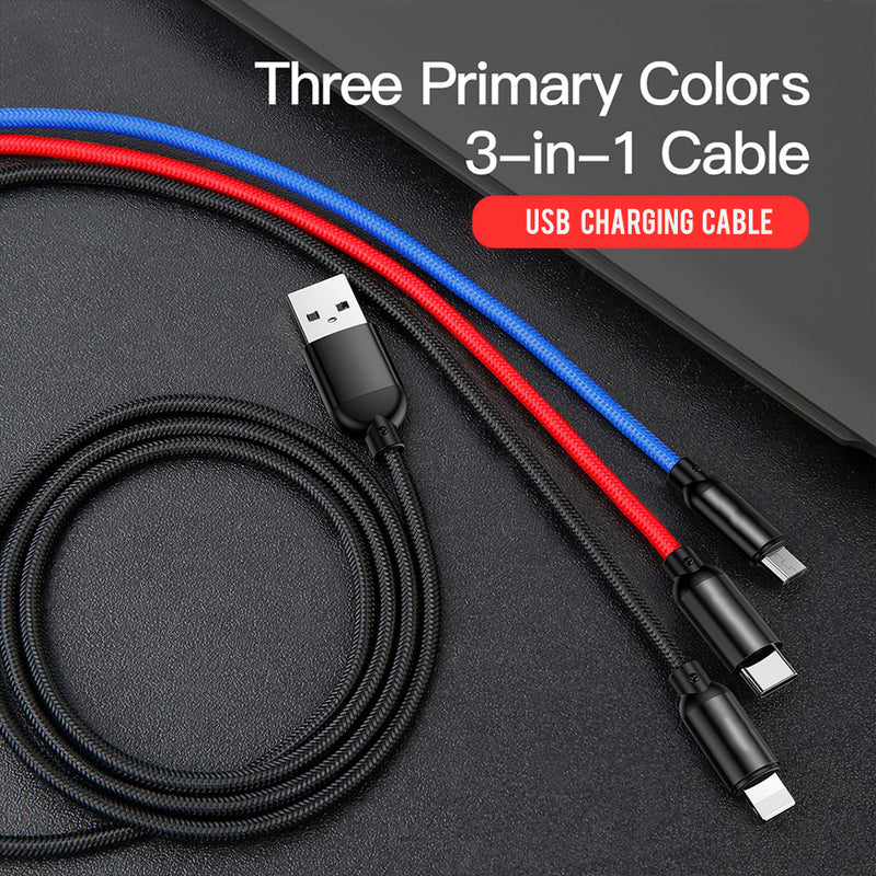 idrop 3 IN 1 Three Color USB Recharging Cable for Micro USB / Type-C / Apple Device