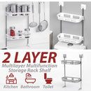idrop [ 2 LAYER ] Multilayer Kitchen Bathroom Toilet Toiletry Utensil Item Storage Shelf Rack