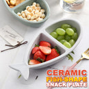 idrop [ 2 Grid ] Fish Shape Design Ceramic Plate / Pinggan Seramik Bentuk Ikan / 陶瓷碟鱼形分格陶瓷碟(2格)23*11CM