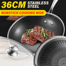 idrop 36CM SUS304 Stainless Steel Nonstick Honeycomb Frying Cooking Wok