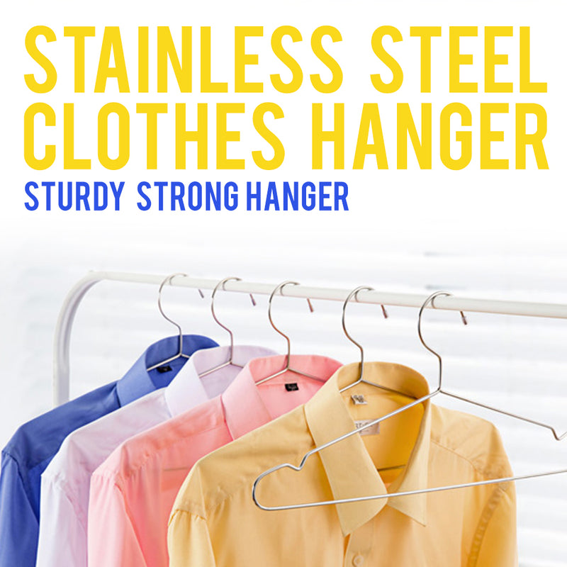 idrop 10pcs Stainless Steel Clothes Hanger / Penyangkut Baju Besi Keluli
