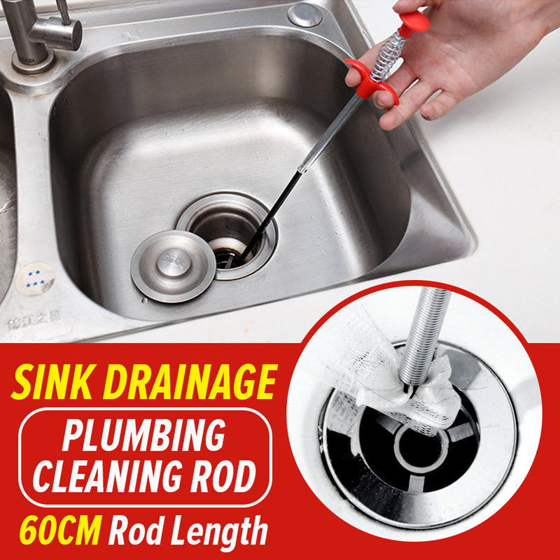 idrop [ 60CM ] Flexible Sink Drainage Plumbing Cleaning Rod with Grapple Clipper