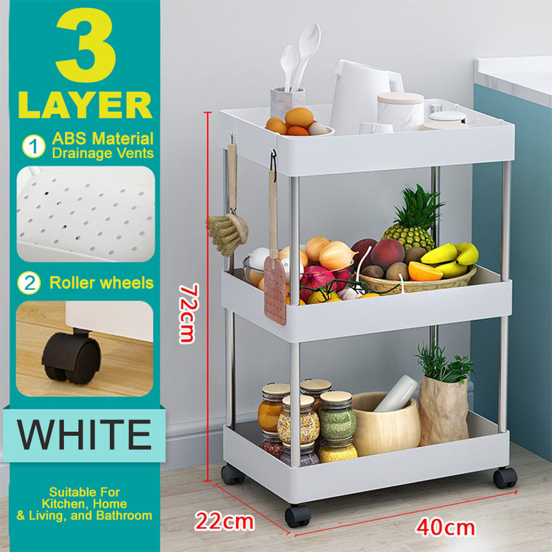 idrop 3 LAYER Multi Layer Household Kitchen Storage Rack Shelf Trolley