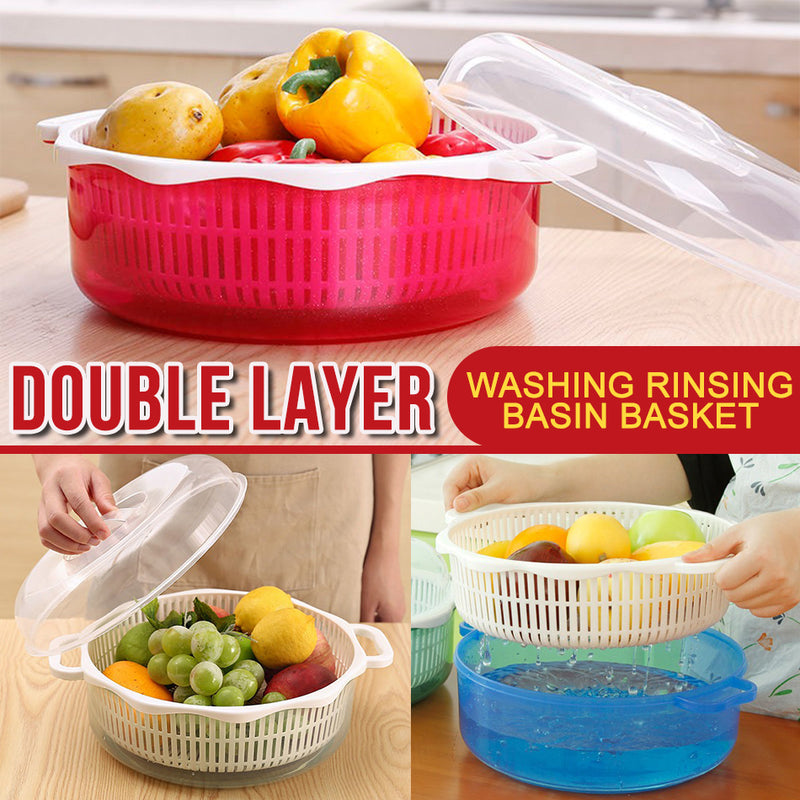 idrop Double Layer Fruit Vegetable Dish Washing & Rinsing Display Basket