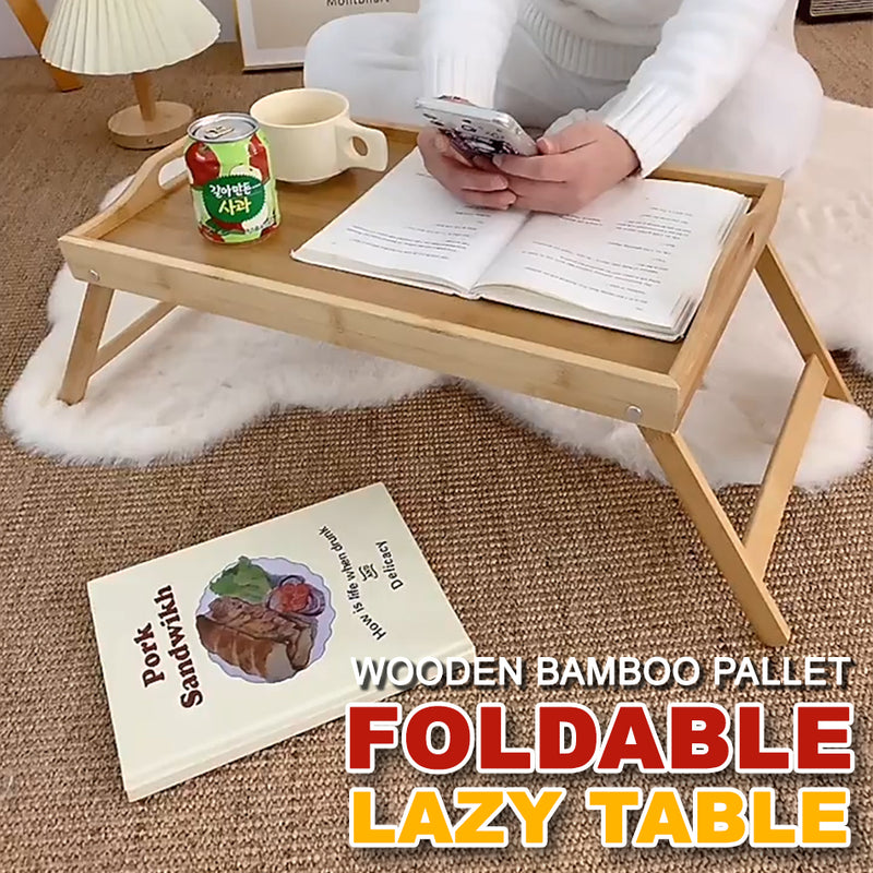 idrop WOODEN BAMBOO PALLET Foldable Lazy Table / Meja Lipat Kayu Buluh / 木质懒人桌子 [ 30CM x 50CM ]