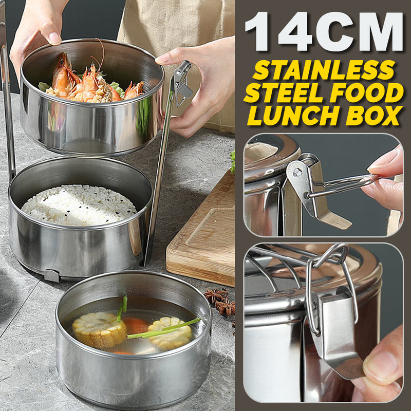 idrop [ 2 LAYER / 4 LAYER ] 14CM Multilayer Portable Stainless Steel Lunch Box Food Carrier Storage Container