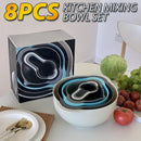 idrop [ 8PCS ] Kitchen Mixing Bowl Set Wash Bowl Mixer & Measuring Cups / Set Mangkuk Pembancuh Basuh & Set Cawan Penyukat / 8件套厨房搅拌碗套装碗搅拌器和量杯套装