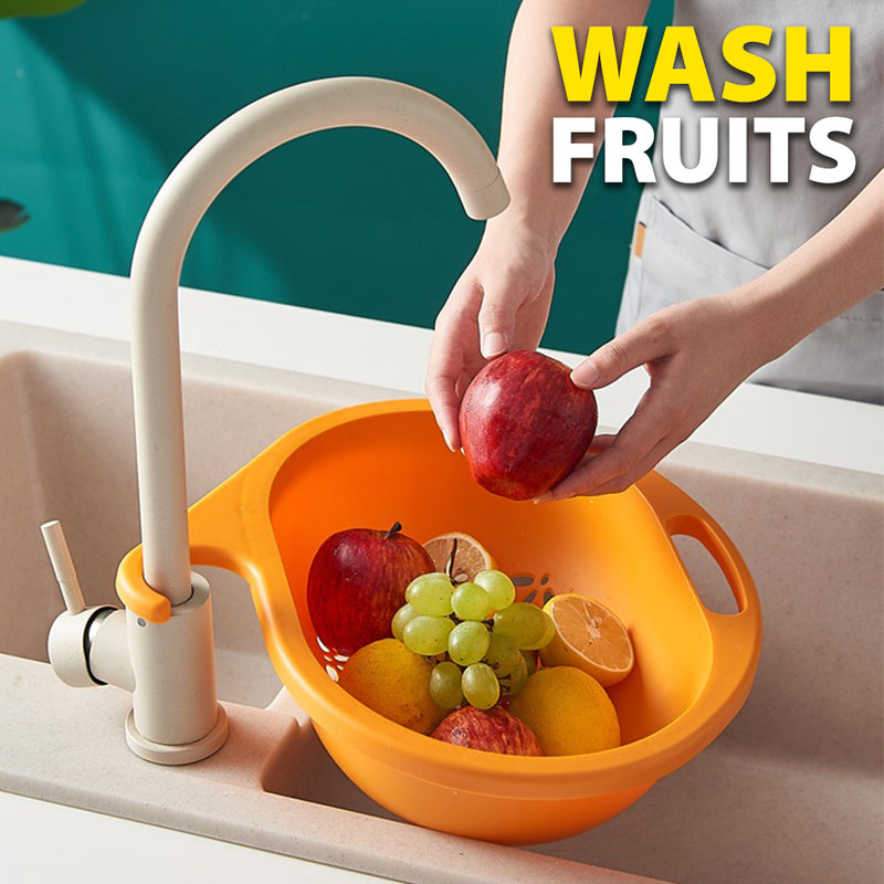idrop Kitchen Drain Wash Basket for Fruits Vegetables & Plate Dishes / Bakul Basuh Buah Sayur dan Pinggan Mangkuk / 可悬挂塑料沥水蓝