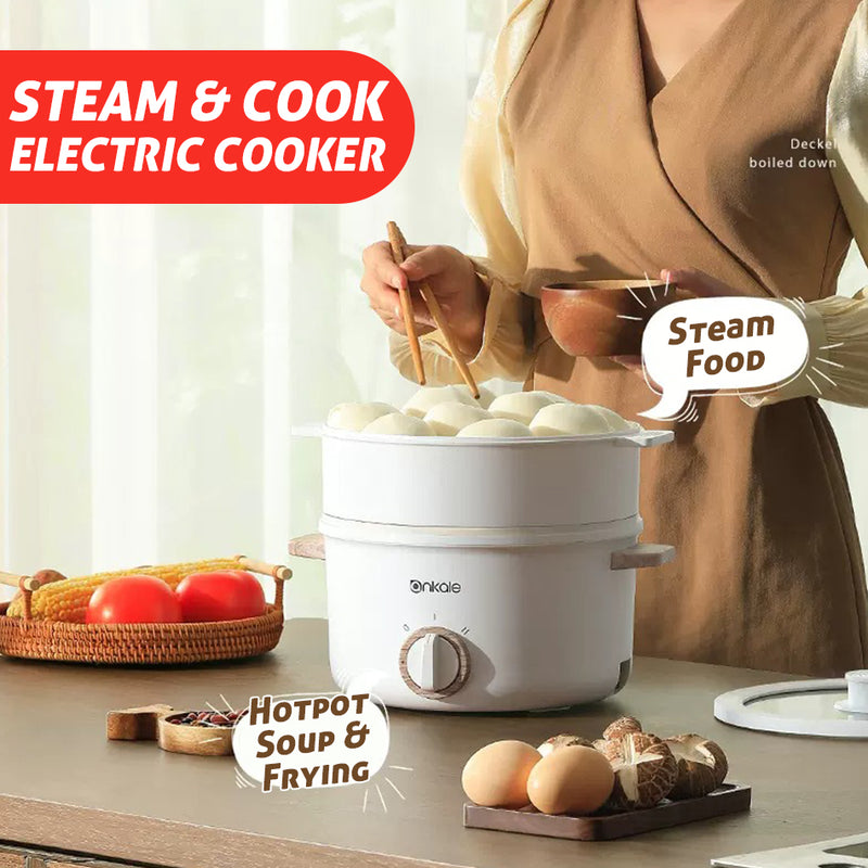 idrop [ 1.5L ] Multifunction Electric Cooking Hotpot & Steamer Cooker / Periuk Masak Elektrik Pelbagai Guna Hot pot & Stim / 1.5L电煮锅带蒸笼 600W