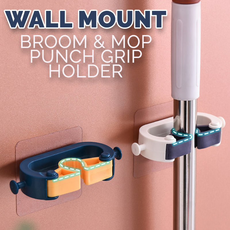 Idrop Grip Punch Mop & Broom Wall Mounted Clip Holder