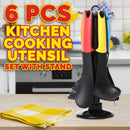 idrop 6PCS Kitchen Colorful Cooking Utensil Set 230°C Heat Resistant with Rotating Hang Stand