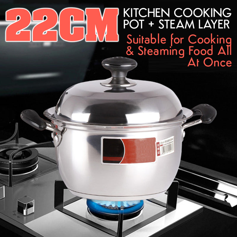 idrop 22CM Multipurpose Kitchen Cooking Pot and Steamer Cooker