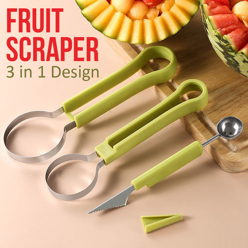 idrop [ 3PCS ] 3 IN 1 Multifunction Fruit & Melon Digging Carving Set / Pengukir Buah 3IN1 / 瓜果挖肉器套装