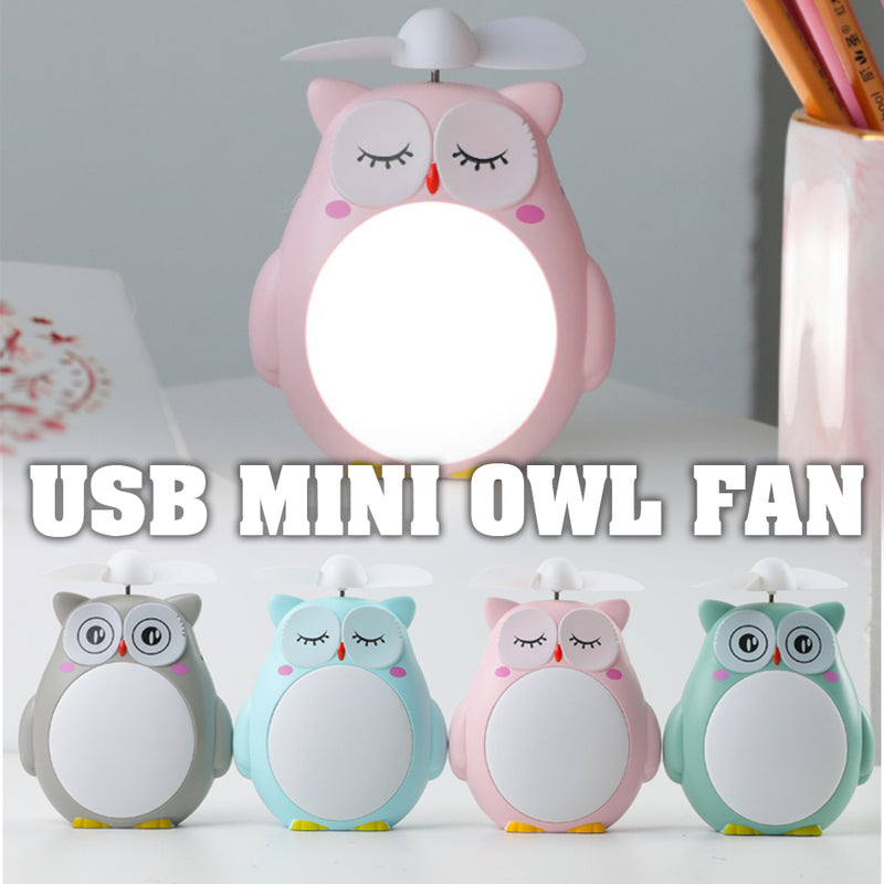 idrop USB Mini Owl Rechargeable Fan with LED Light