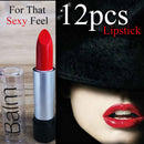 idrop 12pcs Big & Red Lipstick Beautiful Sexy Moisturizing Lip Balm Cosmetic Makeup / Set Gincu