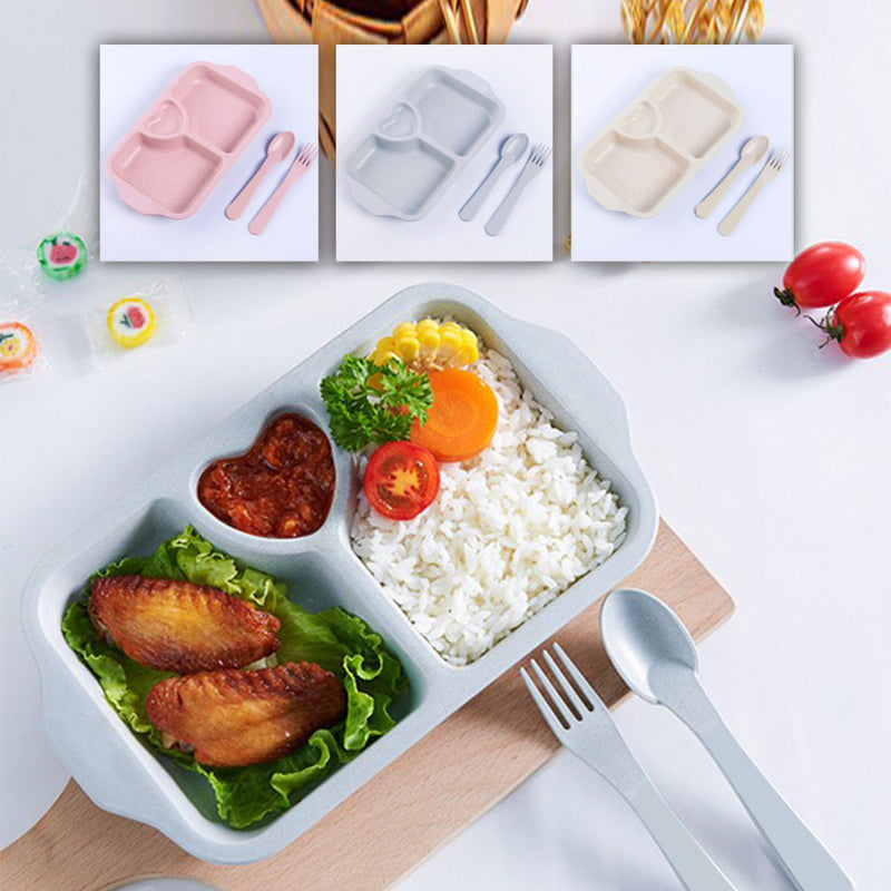 idrop Wheat Straw Children Eating Tray Plate