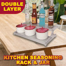 idrop Double Layer Aluminium Alloy Seasoning Rack + 3PCS Jar / Rak Dapur + 3PCS Bekas Perencah / 厨房架+3PCS调味罐