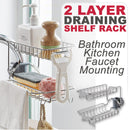 idrop 2 Layer Bathroom Kitchen Faucet Draining Storage Rack Shelf