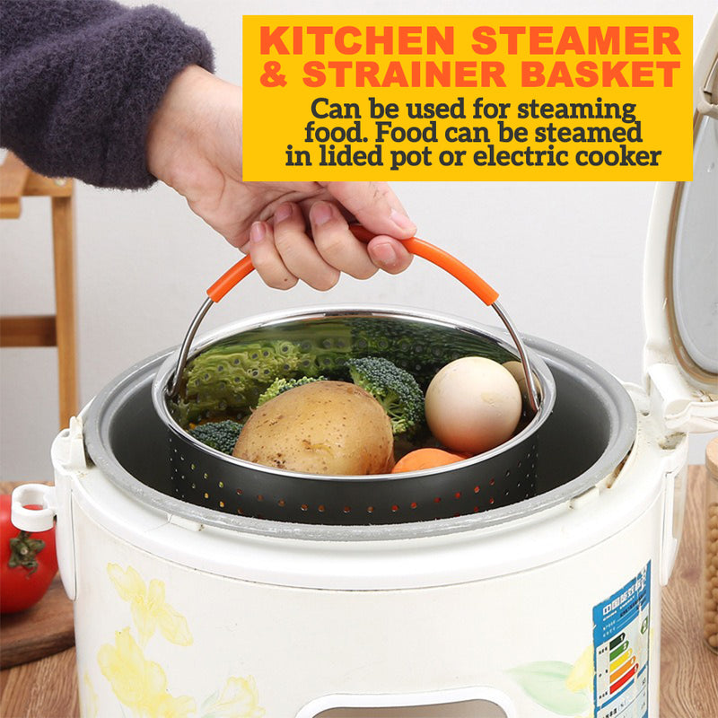 idrop [ 6L ] Stainless Steel Kitchen Strainer Steaming Cleaning & Wash Basket [ 21.5cm x 14cm ]