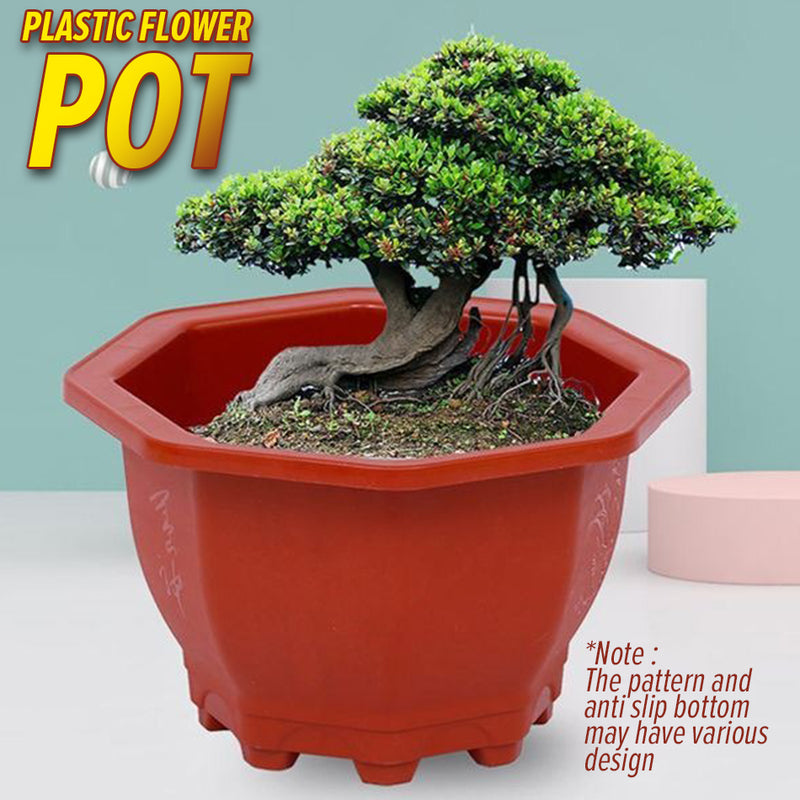 idrop Octagonal Plastic Flower Pot / Pasu Bunga Plastik Oktagonal / 塑料八角花盆(晟强塑业)20.5*20.5*12CM [ 1PC ]