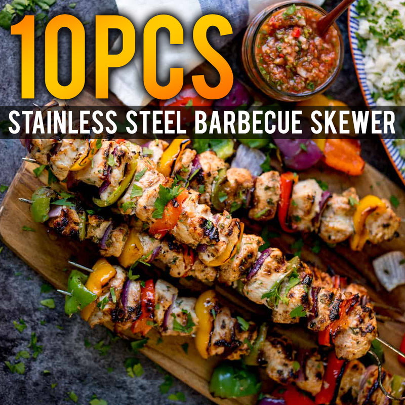 idrop 10pcs Stainless Steel BBQ Skewer Stick Barbecue Rod [ 30cm ]