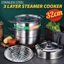 idrop [ 32CM ] 3 Layer Steamer Cooker Stainless Steel / SUS304 Periuk 3 lapis Masak Stim / 32CM蒸美味三层腹底蒸锅(304)(瑞诚RC)