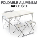 idrop Foldable Aluminium Table with 4 Stools Outdoor Set