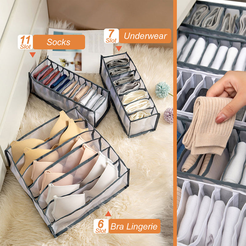 idrop [ 3PCS / SET ] Household Underwear Socks & Bra Lingerie Drawer Cabinet Storage Box