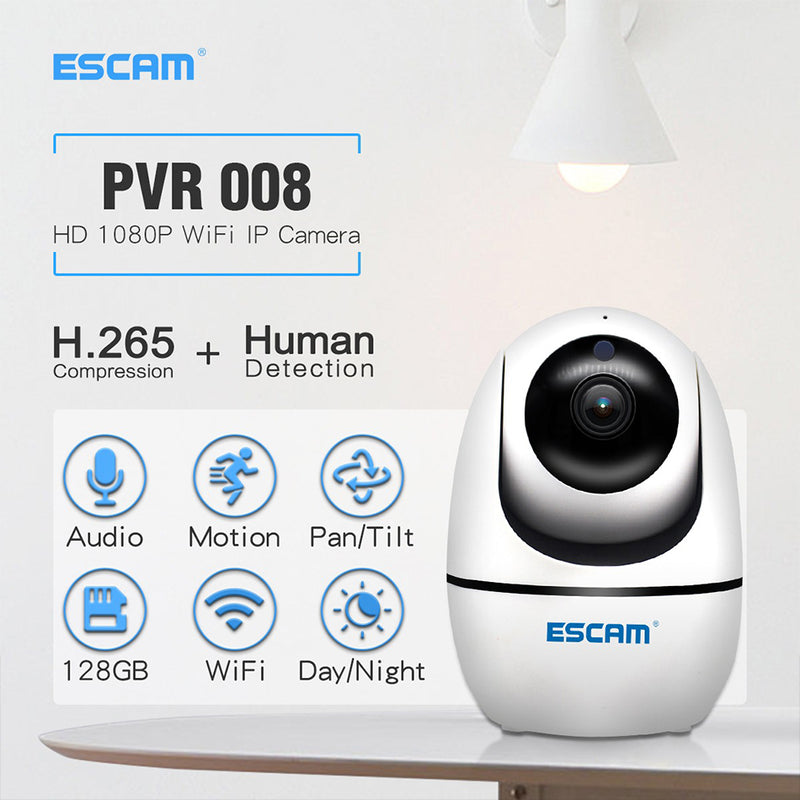 idrop ESCAM PVR008 - Wifi Wireless Home Security IP Camera HD H265 1080p Pan Tilt Motion & Sound Detection