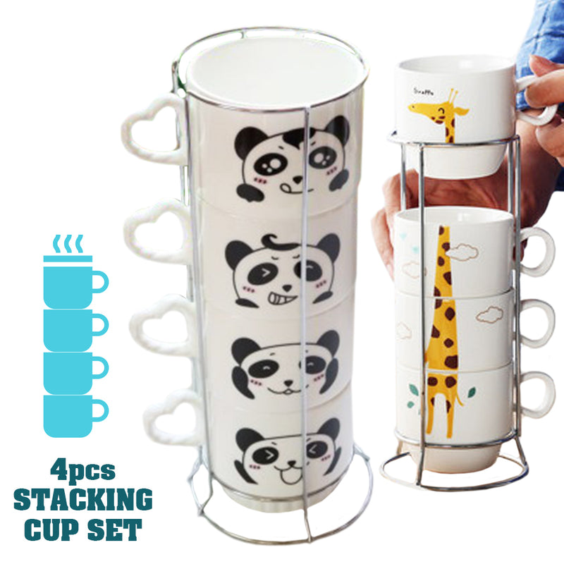 idrop Stacking Ceramic Cup Tower Set [ 4pcs Cup ]