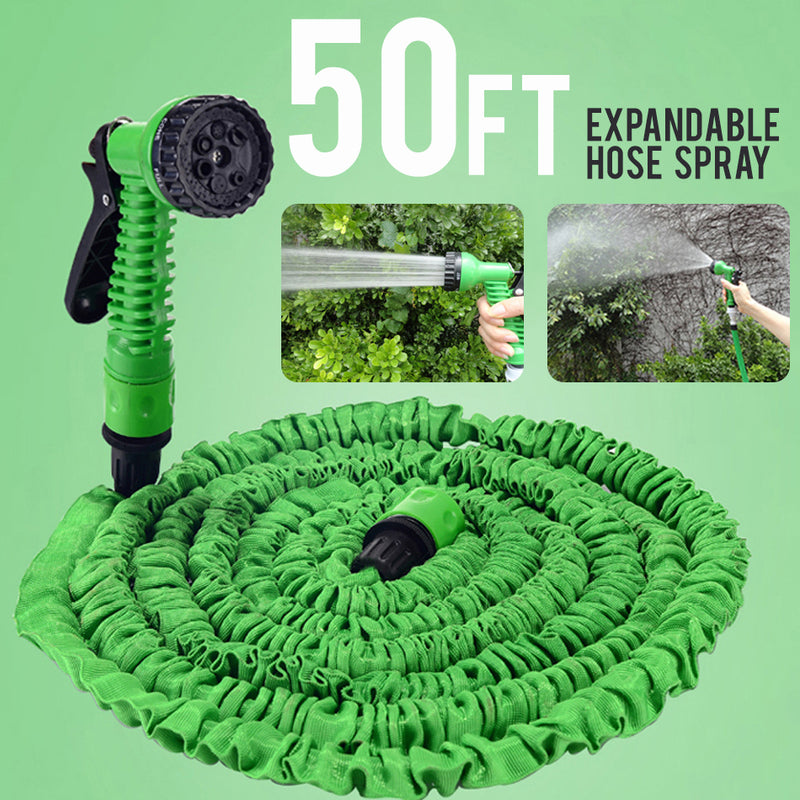 idrop 50ft Expandable Flexible Garden Car Wash Water Hose Set [ 7 Water Spray Mode ]