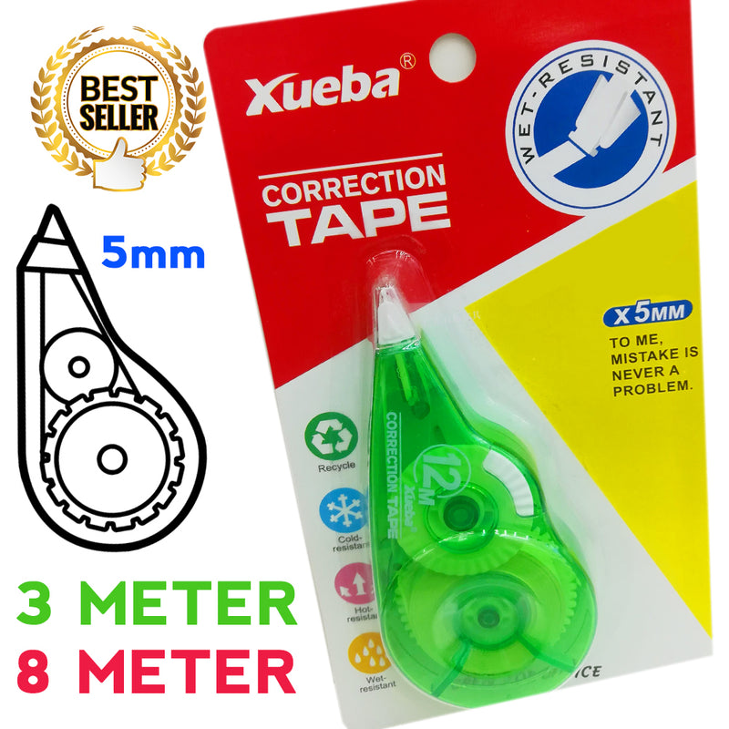 idrop XUEBA Correction Tape - [ SET OF 10 ] 3Meter / 8 Meter