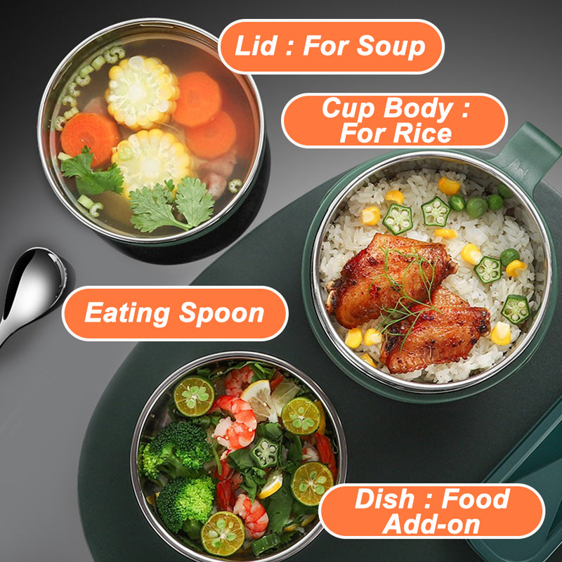 idrop [ 1.5L ] Multifunction Double Layer Heat Insulation Lunch Box Food Cup Container SUS304 Stainless Steel / Bekas Makanan Penebat Haba Keluli Tahan Karat / 1.5L饭盒(双层快餐杯)(304不锈钢 )MEAL CUP