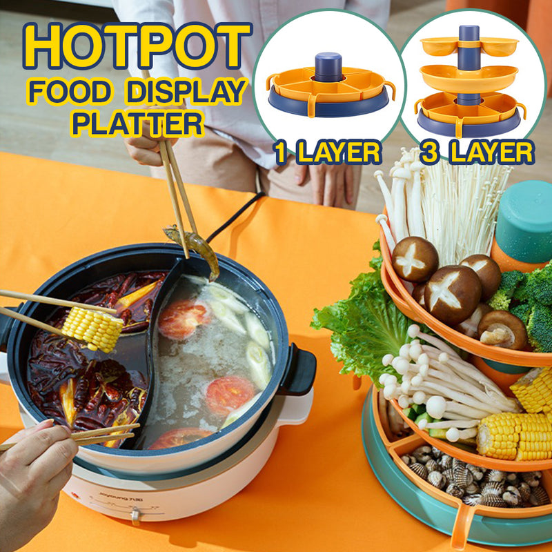 idrop [ 1 LAYER / 3 LAYER ] Hotpot Rotatable 360° Food Display Platter / Bekas Hidang Penyediaan Makanan Hot Pot / 塑料一&三层旋转火锅盘