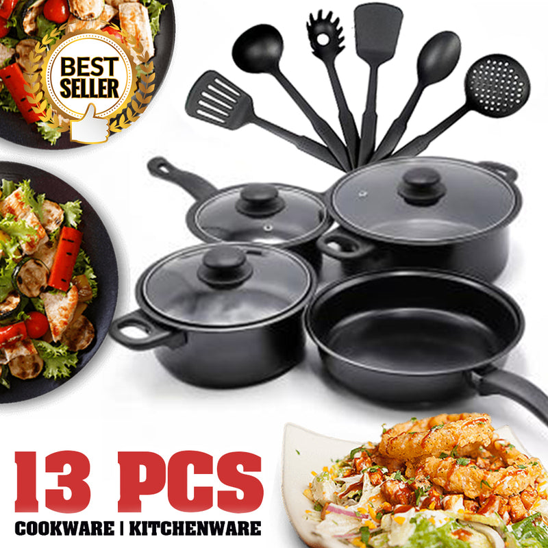 idrop 13 PIECES COOKWARE SET - Olympia Kitchenware Pot Pan and Utensils