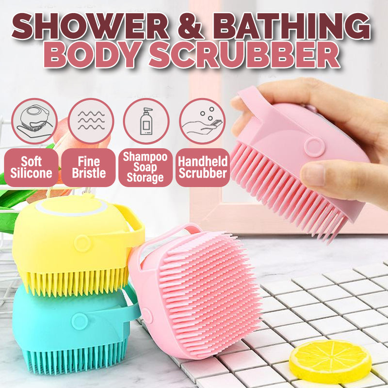 idrop 80ml Bathing Shower Body Scrubber & Soap Shampoo Dispenser Brush