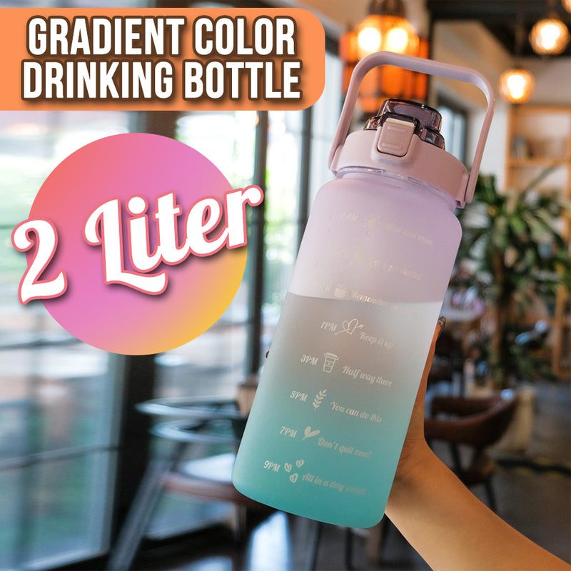 idrop [ 2 Liter ] Gradient Color Portable Sports Drinking Bottle with Flip Open Lid and Straw / Botol Air Sukan Warna-Warni Dengan Straw / [ 2 升 ] 渐变色便携式运动饮水瓶带翻盖和吸管