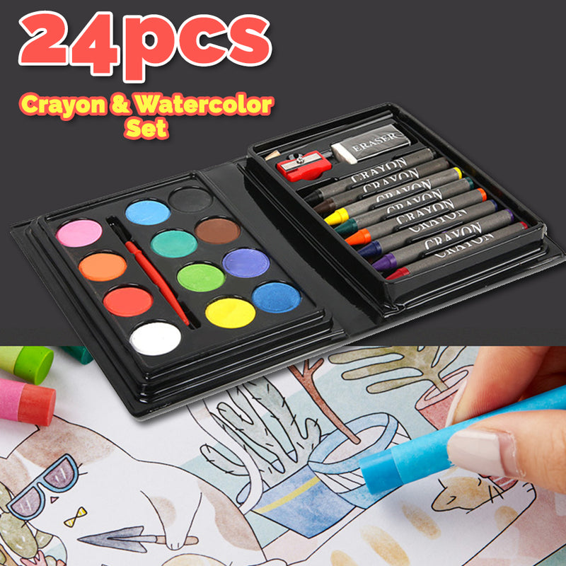 idrop 24pcs Crayon & Water Color Art Set
