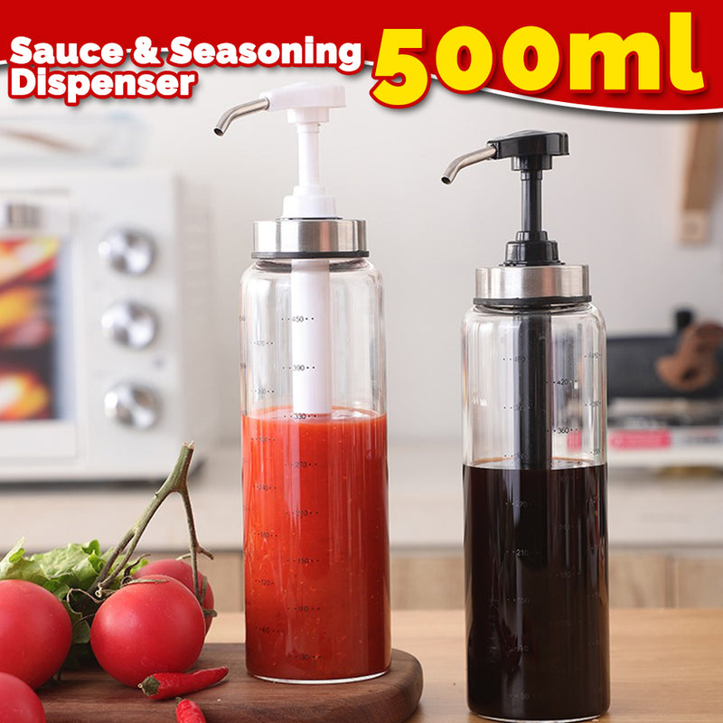 idrop 500ml Kitchen Seasoning Sauce Cooking Oil Glass Queeze Pressure Dispenser Bottle
