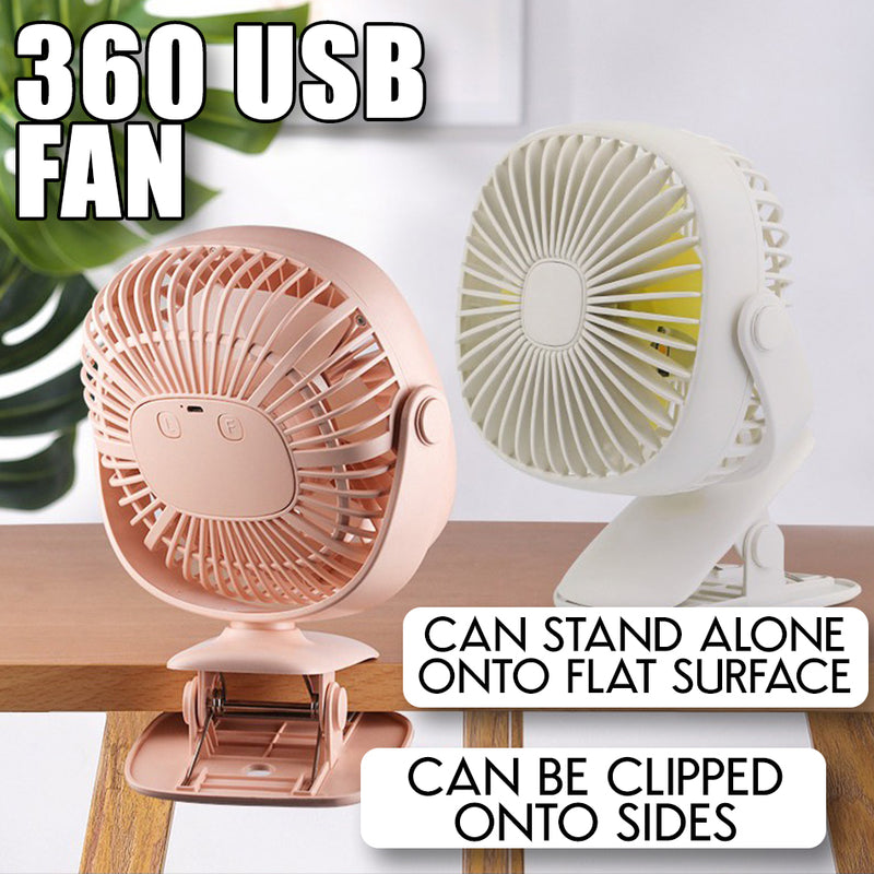 idrop 360 degree rotating Clip Hold USB rechargeable Fan adjustable speed night light fan