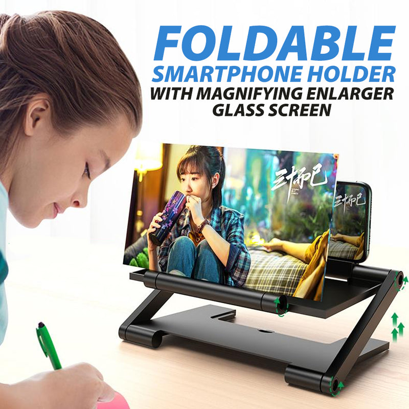 idrop Foldable Smartphone Holder with 3D Folding Screen Enlarger Magnifying Glass