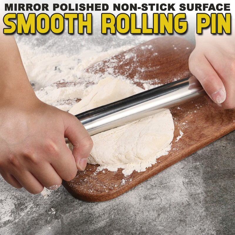 idrop Kitchen SUS304 Stainless Steel Baking Dough Rolling Pin / Penggiling Doh Keluli Tahan Karat / 304不锈钢擀面杖(大号)(长)(42CM)