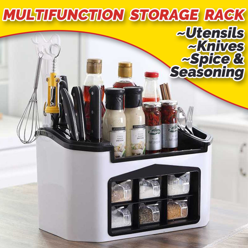 idrop Multifunction Kitchen Knives Utensils & Seasoning Spice Storage Rack